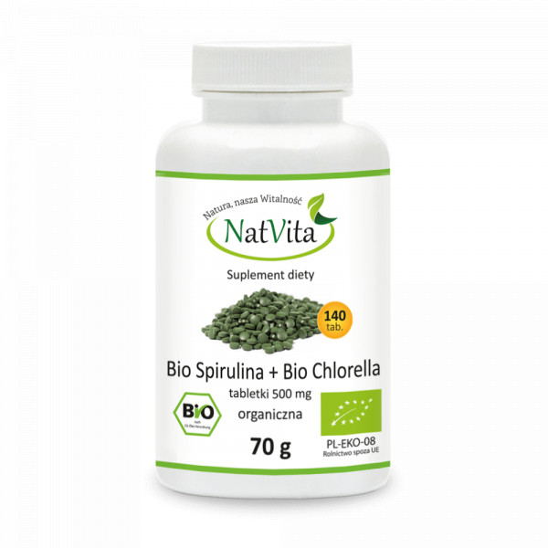 tabletki spirulina + chlorella bio